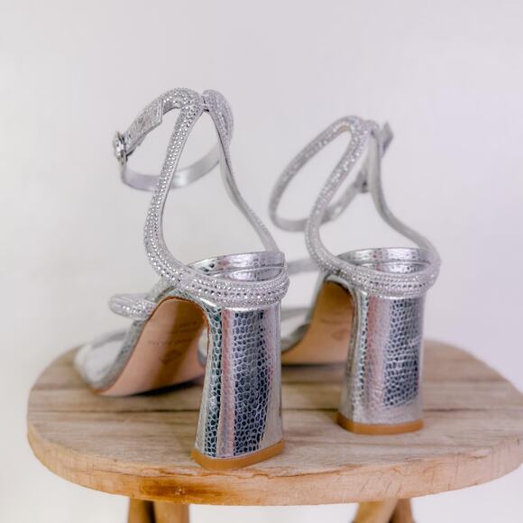 Antonio Melani Ninna Rhinestone Snake Heels Reputation Eras Bling Silver Sz 6.5 - Picture 7 of 10